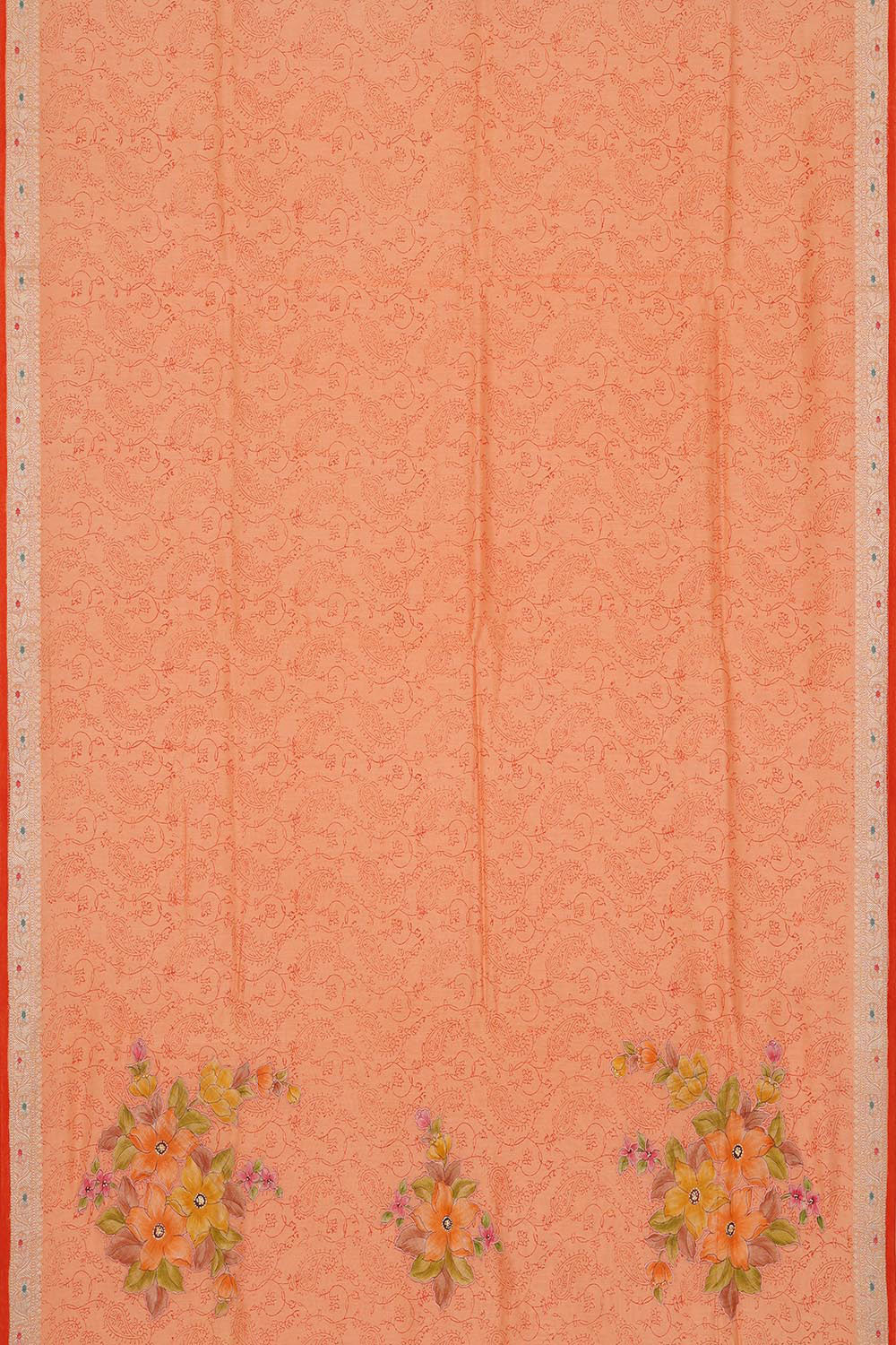 Image of Chanderi Cotton Silk Light Peach Saree